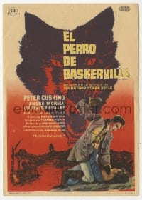 5d622 HOUND OF THE BASKERVILLES Spanish herald 1960 Cushing as Sherlock Holmes, different MCP art!