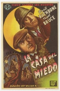 5d625 HOUSE OF FEAR Spanish herald 1946 Basil Rathbone as Sherlock Holmes, Nigel Bruce as Watson!