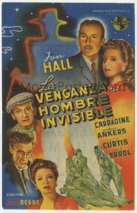 5d650 INVISIBLE MAN'S REVENGE Spanish herald 1944 Jon Hall, H.G. Wells, different art of top cast!