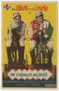 5d653 IT AIN'T HAY Spanish herald 1946 Bud Abbott & Lou Costello as jockeys on hobby horses!