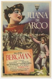 5d660 JOAN OF ARC Spanish herald 1950 different art of Ingrid Bergman in armor with sword!