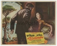 5d662 JOHNNY BELINDA Spanish herald 1950 different artwork of scared Jane Wyman being attacked!