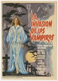 5d680 LA INVASION DE LOS VAMPIROS Spanish herald 1963 art of sexy vampire in see-through robe!