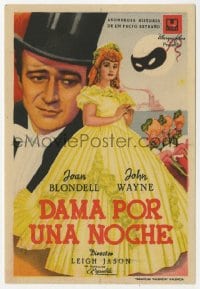 5d683 LADY FOR A NIGHT Spanish herald 1946 different art of John Wayne in tuxedo & Joan Blondell!