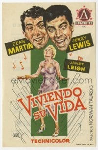 5d700 LIVING IT UP Spanish herald 1958 Jano art of Dean Martin, Jerry Lewis & sexy Janet Leigh!