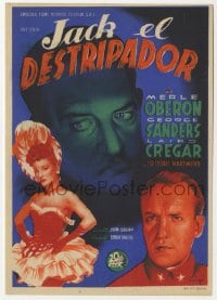 5d701 LODGER Spanish herald 1945 Laird Cregar as Jack the Ripper, Sanders, Oberon, Soligo art!