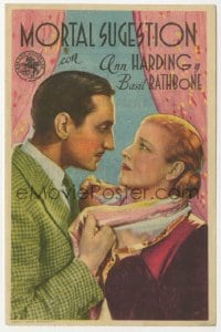 5d705 LOVE FROM A STRANGER Spanish herald 1942 c/u of Basil Rathbone & Ann Harding, Agatha Christie