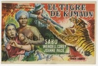 5d721 MAN-EATER OF KUMAON Spanish herald 1948 Sabu, Wendell Corey, Joanne Page, cool art of tiger!
