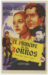 5d802 PRINCE OF FOXES Spanish herald 1950 Soligo art of Orson Welles, Tyrone Power & Wanda Hendrix!