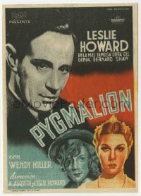 5d805 PYGMALION Spanish herald 1941 different art of Leslie Howard & Wendy Hiller, ultra rare!