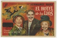 5d827 ROOM SERVICE Spanish herald 1945 art & photo of the Marx Brothers, Groucho, Chico & Harpo!