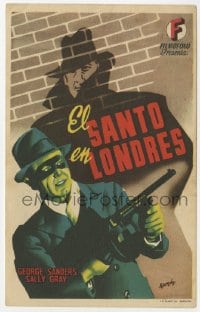 5d831 SAINT IN LONDON Spanish herald 1939 different Ramon art of George Sanders & masked criminal!