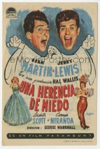 5d841 SCARED STIFF Spanish herald 1954 Solis artwork of terrified Dean Martin & Jerry Lewis!