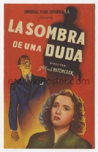5d849 SHADOW OF A DOUBT 4pg Spanish herald 1945 Hitchcock,Teresa Wright, Joseph Cotten, Barba art!