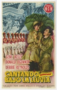 5d860 SINGIN' IN THE RAIN 1pg Spanish herald 1953 Gene Kelly & Debbie Reynolds under umbrella!