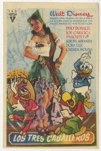 5d929 THREE CABALLEROS Spanish herald 1947 Donald Duck, Joe Carioca, Panchito & sexy girl!