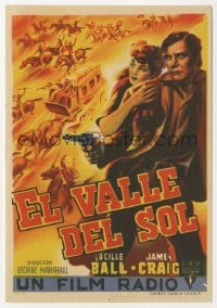 5d959 VALLEY OF THE SUN Spanish herald 1945 great art of Lucille Ball & tough cowboy James Craig!