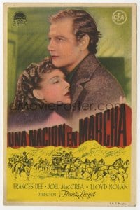 5d973 WELLS FARGO Spanish herald 1937 different image of Joel McCrea & Frances Dee + western art!