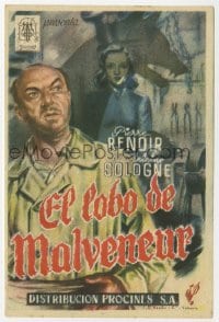 5d986 WOLF OF THE MALVENEURS Spanish herald 1949 Le Loup des Malveneur, Sologne, French horror!