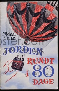 5d228 AROUND THE WORLD IN 80 DAYS Danish program 1958 David Niven, Cantinflas, cool balloon art!