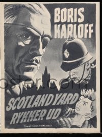 5d251 COLONEL MARCH INVESTIGATES Danish program 1952 great images of Boris Karloff with eyepatch!
