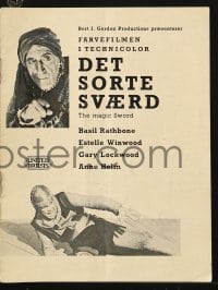 5d311 MAGIC SWORD Danish program 1962 Basil Rathbone, Anne Helm, Estelle Winwood, Gary Lockwood