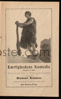 5d372 THREE AGES Danish program 1924 different images of caveman Buster Keaton, ultra rare!