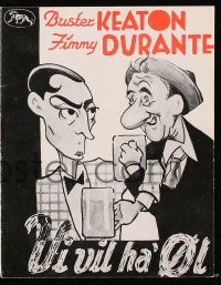 5d383 WHAT! NO BEER? Danish program 1933 different art of Buster Keaton & Jimmy Durante, very rare!