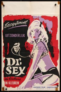5f266 DR. SEX Belgian 1964 Ted V. Mikels, undressed uncut version in flaming color & Skin-A-Rama!