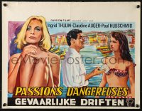 5f275 GAMES OF DESIRE Belgian 1964 great artwork of sexy Ingrid Thulin & Claudine Auger!