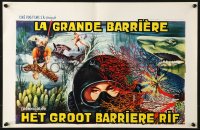 5f279 GREAT BARRIER REEF Belgian 1969 wonderful artwork of divers & undersea creatures!