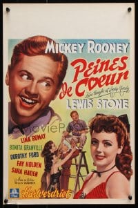 5f295 LOVE LAUGHS AT ANDY HARDY Belgian 1950 wonderful artwork of Mickey Rooney with sexy girls!