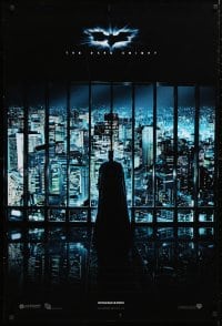5f161 DARK KNIGHT teaser DS English 1sh 2008 Christian Bale as Batman looking over city!