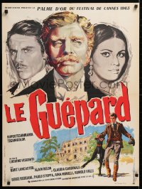 5f990 LEOPARD French 24x32 1963 Visconti's Il Gattopardo, Burt Lancaster, art by Gonzalez!