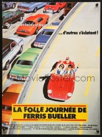 5f901 FERRIS BUELLER'S DAY OFF French 15x21 1986 different art of Broderick & friends in Ferrari!