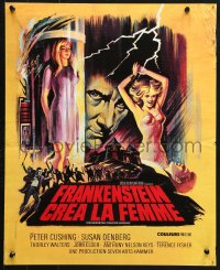 5f903 FRANKENSTEIN CREATED WOMAN French 17x21 1967 cool art of Peter Cushing & Susan Denberg!