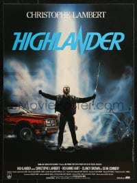 5f915 HIGHLANDER French 16x22 1986 Rombi art of immortal Christopher Lambert with sword!