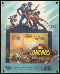 5f956 RIO CONCHOS French 17x21 1964 art of Richard Boone, Stuart Whitman & Tony Franciosa!