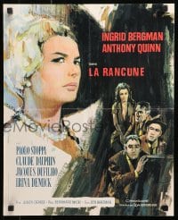 5f981 VISIT French 17x21 1964 great Vanni Tealdi art of Ingrid Bergman & Anthony Quinn!