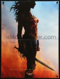 5f984 WONDER WOMAN teaser French 16x21 2017 profile silhouette of sexy Gal Gadot in costume w/sword!
