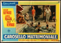5f427 MARRIAGE-GO-ROUND Italian 19x27 pbusta 1960 Newmar wants to borrow Susan Hayward's husband!
