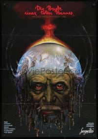 5f492 DEAD MAN'S LETTERS export Russian 28x39 1986 wild Bogdanov art of man w/melting earth head!