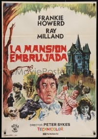 5f621 HOUSE IN NIGHTMARE PARK Spanish 1974 English horror comedy, wacky cartoon art, Crazy House!