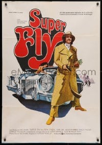 5f667 SUPER FLY Spanish 1980 great artwork of Ron O'Neal with car & girl sticking it to The Man!