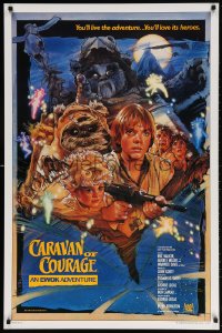 5g571 CARAVAN OF COURAGE style B int'l 1sh 1984 An Ewok Adventure, Star Wars, art by Drew Struzan!