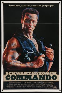 5g590 COMMANDO int'l 1sh 1985 Arnold Schwarzenegger is going to make someone pay!