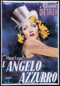 5g204 BLUE ANGEL 27x39 Italian commercial poster 1980s von Sternberg, Cesselon art of Marlene Dietrich!