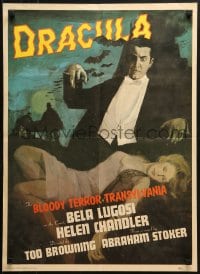 5g212 DRACULA 21x29 commercial poster 1980s Browning, Bela Lugosi with his creepy long fingernails!