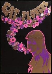 5g213 EAT FLOWERS 20x29 Dutch commercial poster 1960s psychedelic Slabbers art of woman & flowers!