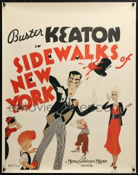 5g229 SIDEWALKS OF NEW YORK 22x28 commercial poster 1980s Hirschfeld art of trash thrown at Keaton!